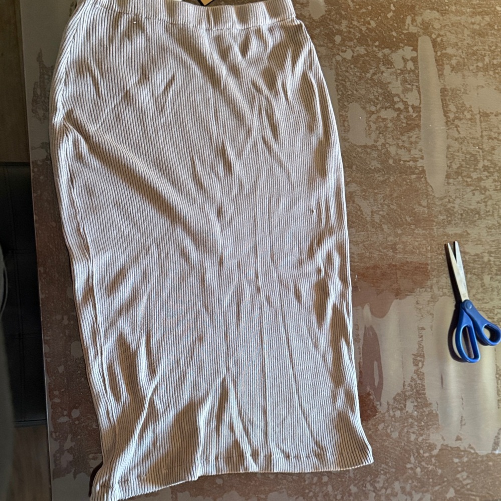 Chic Cream Striped Midi Skirt